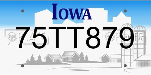 75TT879 Iowa License Plate