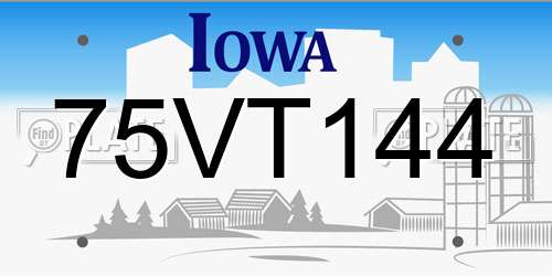 75VT144 Iowa License Plate