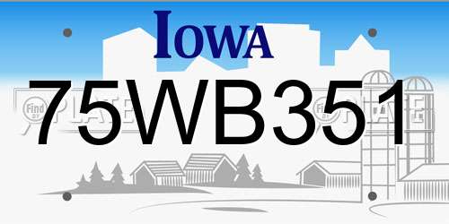 75WB351 Iowa License Plate