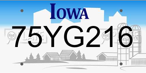 75YG216 Iowa License Plate