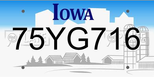 75YG716 Iowa License Plate