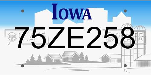 75ZE258 Iowa License Plate