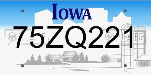75ZQ221 Iowa License Plate