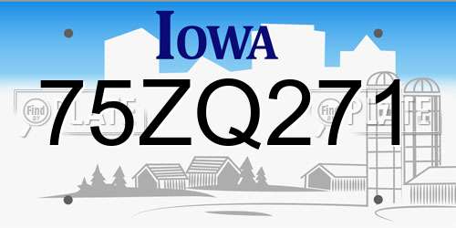 75ZQ271 Iowa License Plate