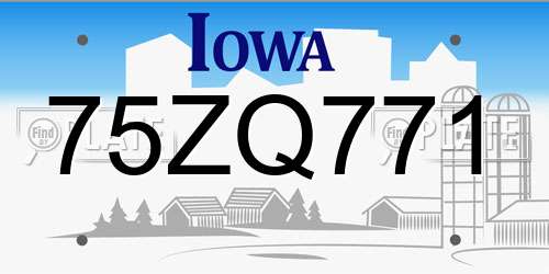 75ZQ771 Iowa License Plate