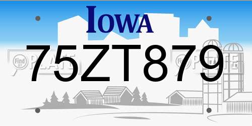 75ZT879 Iowa License Plate