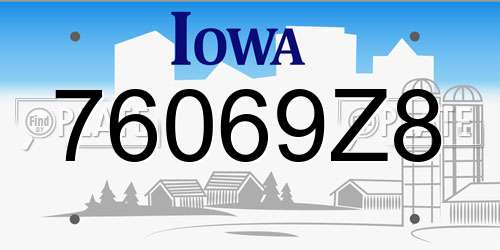 76069Z8 Iowa License Plate