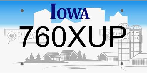 760XUP Iowa License Plate