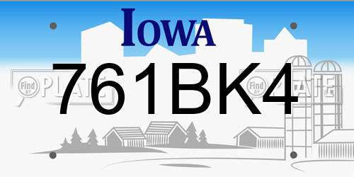 761BK4 Iowa License Plate