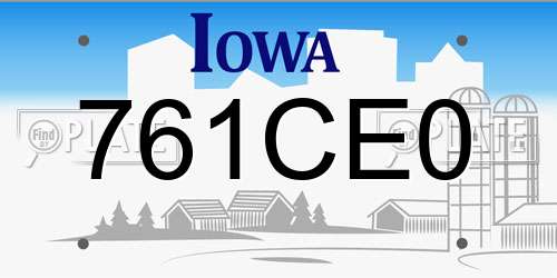761CE0 Iowa License Plate