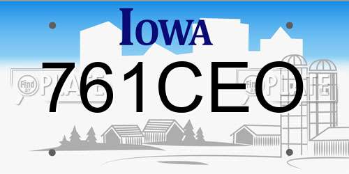 761CEO Iowa License Plate