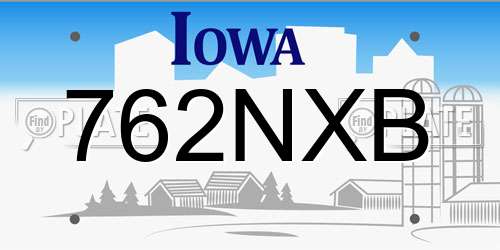 762NXB Iowa License Plate
