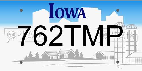 762TMP Iowa License Plate