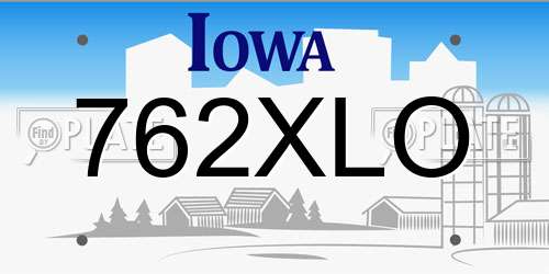 762XLO Iowa License Plate