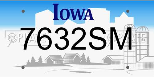 7632SM Iowa License Plate