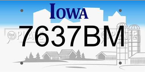 7637BM Iowa License Plate
