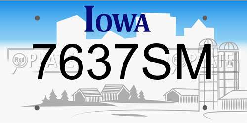 7637SM Iowa License Plate