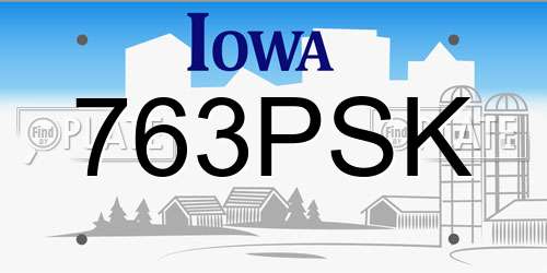 763PSK Iowa License Plate