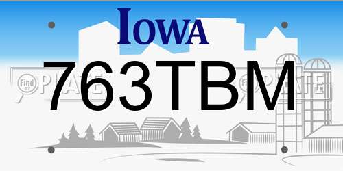763TBM Iowa License Plate