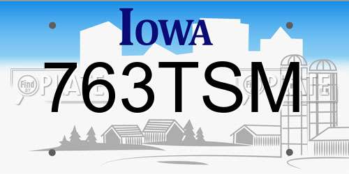 763TSM Iowa License Plate