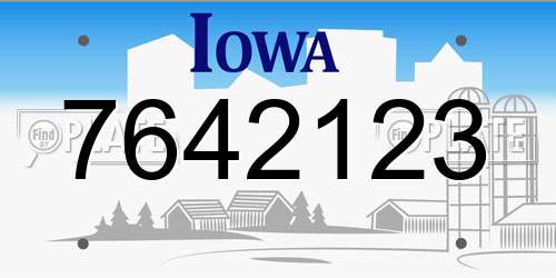7642123 Iowa License Plate