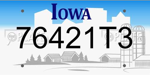 76421T3 Iowa License Plate