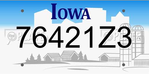76421Z3 Iowa License Plate