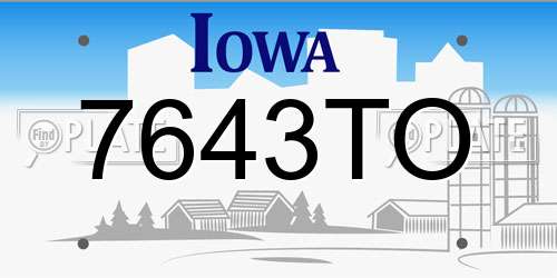 7643TO Iowa License Plate