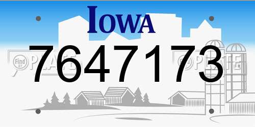 7647173 Iowa License Plate