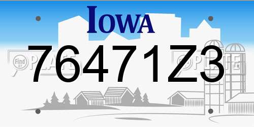 76471Z3 Iowa License Plate
