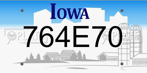 764E70 Iowa License Plate