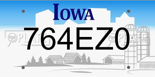 764EZ0 Iowa License Plate