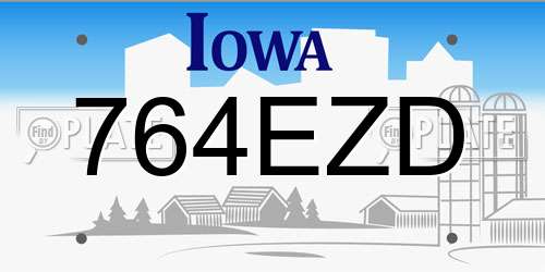 764EZD Iowa License Plate