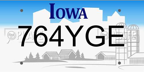 764YGE Iowa License Plate