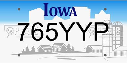 765YYP Iowa License Plate