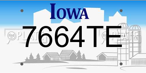 7664TE Iowa License Plate