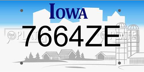 7664ZE Iowa License Plate