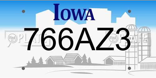 766AZ3 Iowa License Plate