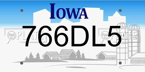 766DL5 Iowa License Plate