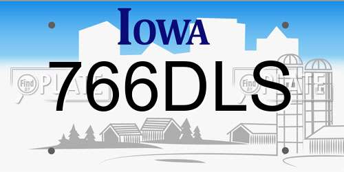 766DLS Iowa License Plate