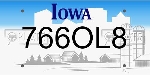 766OL8 Iowa License Plate
