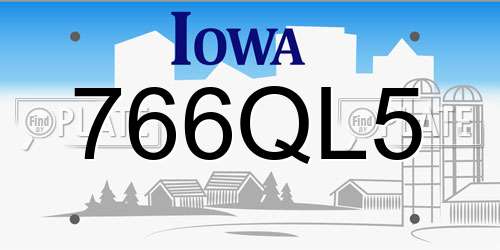 766QL5 Iowa License Plate