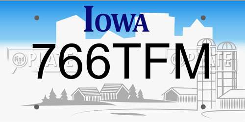766TFM Iowa License Plate