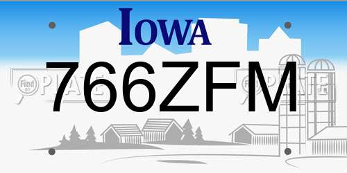 766ZFM Iowa License Plate