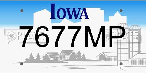 7677MP Iowa License Plate