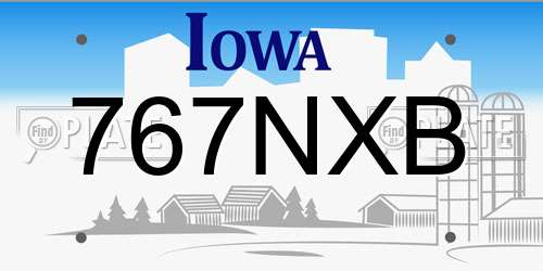 767NXB Iowa License Plate