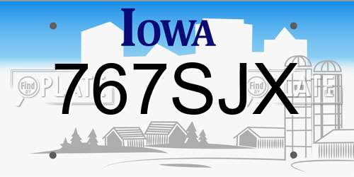 767SJX Iowa License Plate
