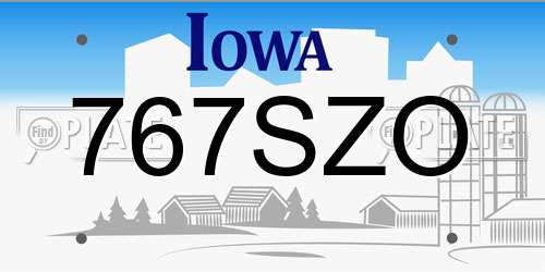 767SZO Iowa License Plate