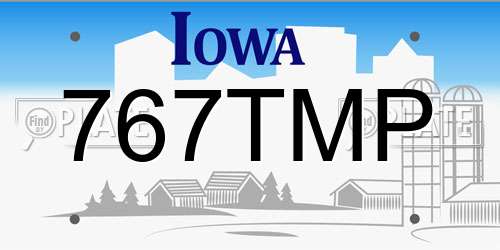 767TMP Iowa License Plate