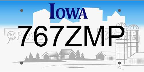 767ZMP Iowa License Plate